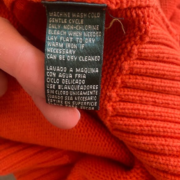 LAUREN RALPH LAUREN | Vintage Orange 1/4 Zip Cotton Knit Pullover Sweater Prep L - Picture 12 of 13